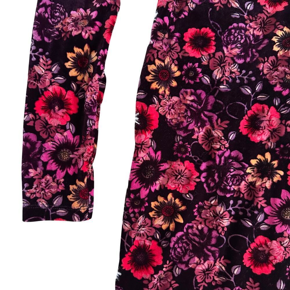 CANDIE'S Floral Velvet Bodycon Mini Dress Long Sleeve Scoop Neck Purple Size S - Picture 8 of 14